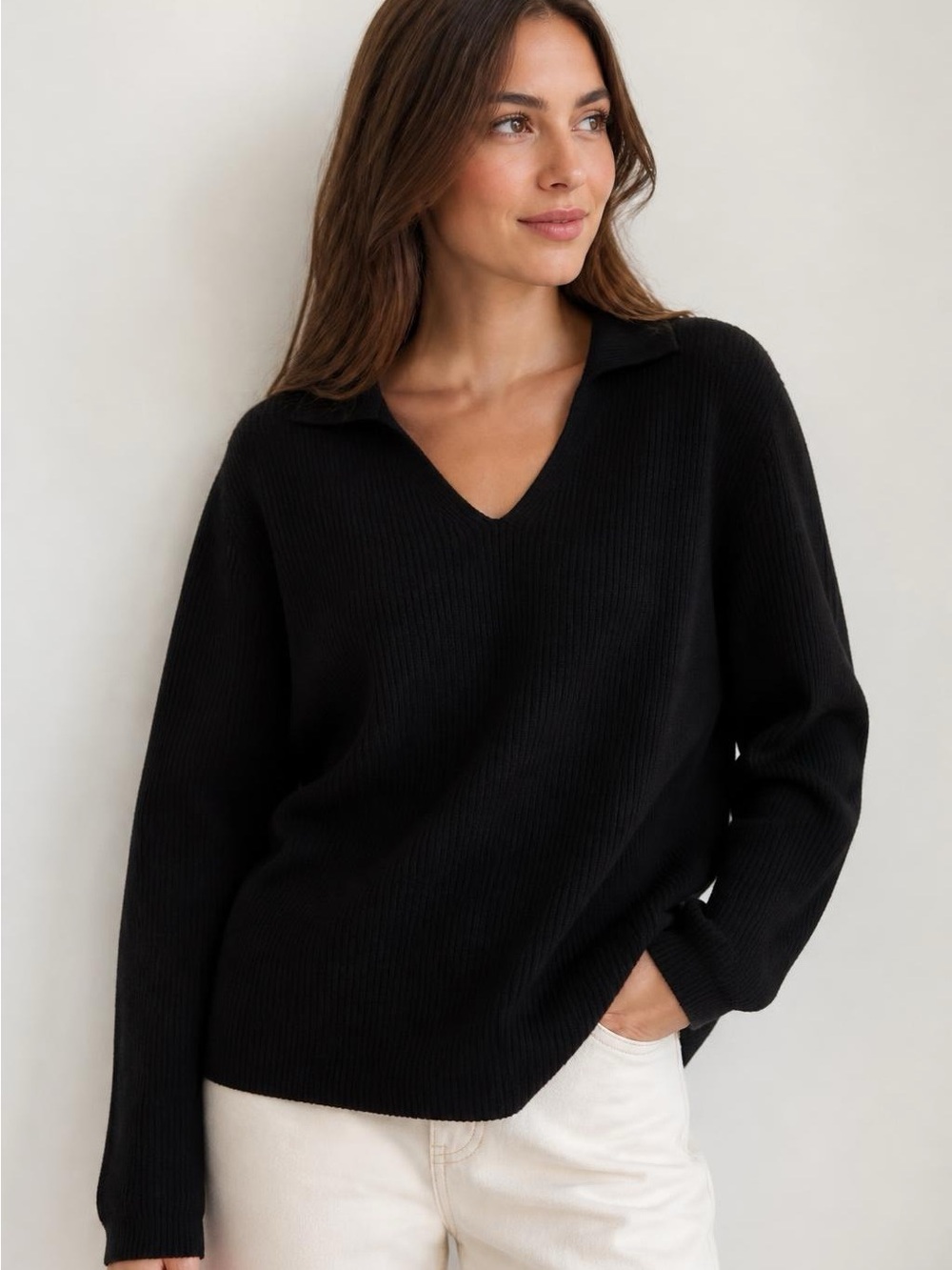 Banana Republic Women’s Black V-Neck Collared Women's Sweater